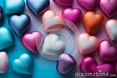 Sweet love Colorful hearts create a charming Valentines Day background Stock Photo