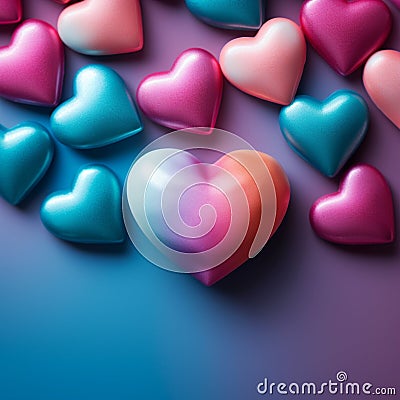Sweet love Colorful hearts create a charming Valentines Day background Stock Photo