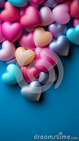 Sweet love Colorful hearts create a charming Valentines Day background Stock Photo