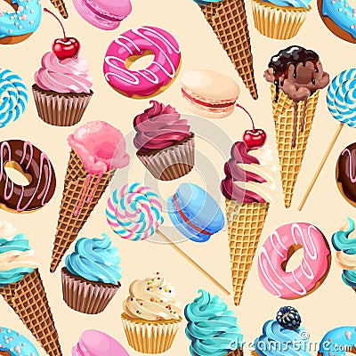 Seamless pattern with sweets Vector Illustration