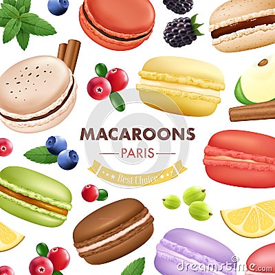 Sweet Macaroon Goods Background Vector Illustration