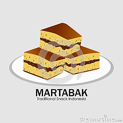 Sweet Martabak Traditional snack from indonesia Vector Illustration