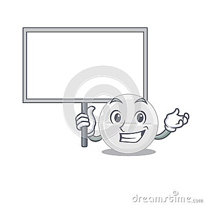 Sweet Mascot design of tablet drug bring a board Vector Illustration