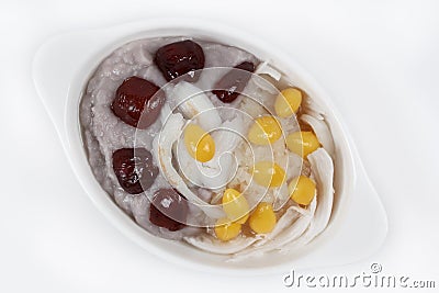 Sweet mashed taro with ginkgo,food for Chinese celebration,on white background Stock Photo