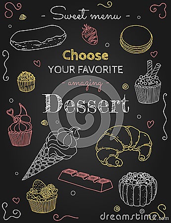 Sweet menu Dessert Vector Illustration