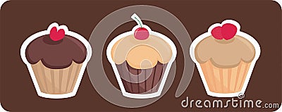 Sweet muffin with chocolate and toffi - cupcakes Vector Illustration