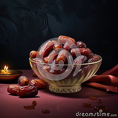 A sweet and nutritious bowl of dates. Stock Photo