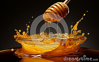 Sweet Overflow Captivating Sight of Honey Rising. Generative AI Stock Photo
