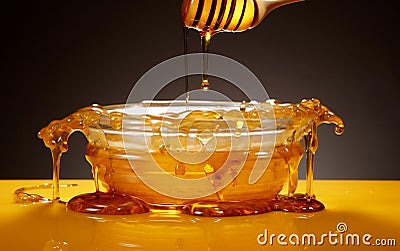 Sweet Overflow Captivating Sight of Honey Rising. Generative AI Stock Photo