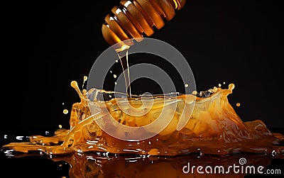 Sweet Overflow Captivating Sight of Honey Rising. Generative AI Stock Photo