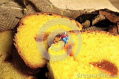 Sweet panettone cake traditional pastry Stock Photo