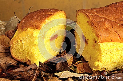 Sweet panettone cake traditional pastry Stock Photo
