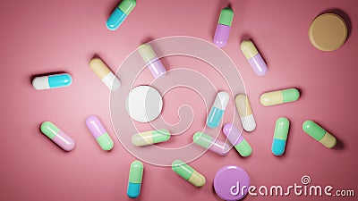 Sweet Pastel Capsules and Pills Stock Photo