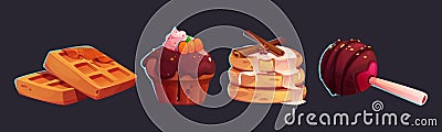 Sweet pastries and candies for cozy autumn design. Vector Illustration