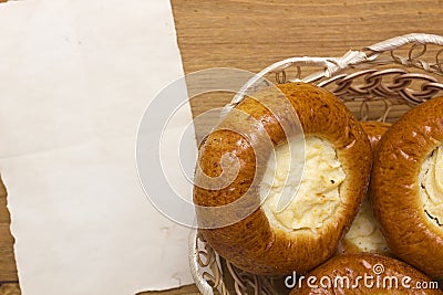 Sweet pastry buns with cheese Stock Photo