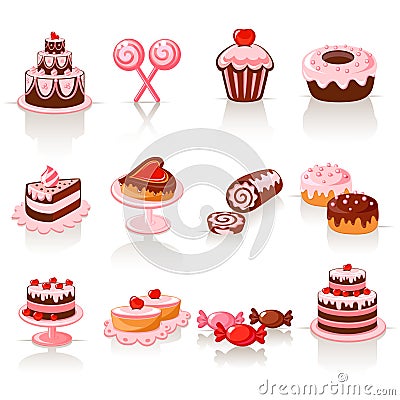 Sweet pastry icons Vector Illustration