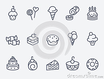 Sweet pastry icons Vector Illustration