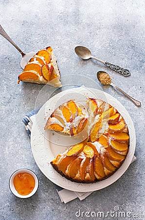 Sweet peach cake Stock Photo