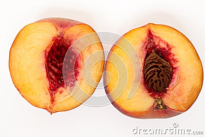 sweet peach sliced isolated on a white background. Stock Photo