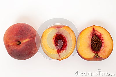 sweet peach sliced on a white background. Stock Photo