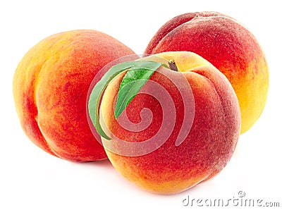 Sweet peaches on white background Stock Photo