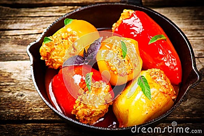 The sweet pepper stuffed with ground meat and rice Stock Photo