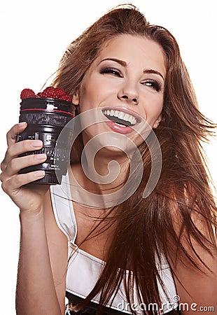 Sweet photography girl. Stock Photo