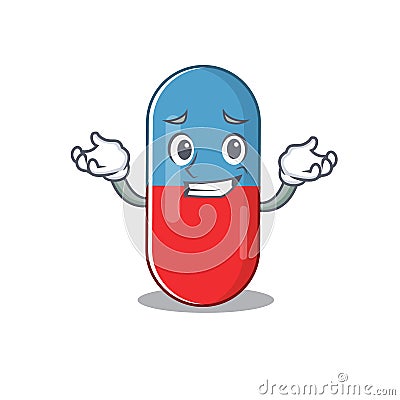 A sweet picture of grinning pills drug caricature design style Vector Illustration