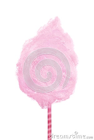 Sweet pink cotton candy isolated on white background. Stock Photo