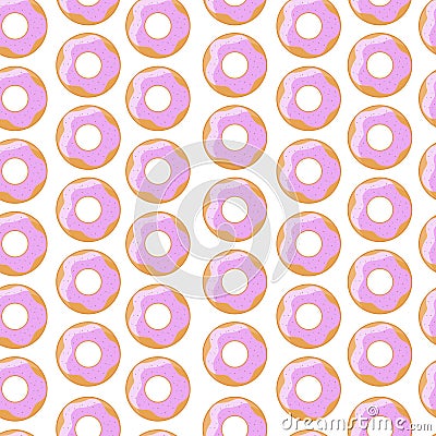 Sweet pink donuts seamless pattern. Vector illustration Vector Illustration