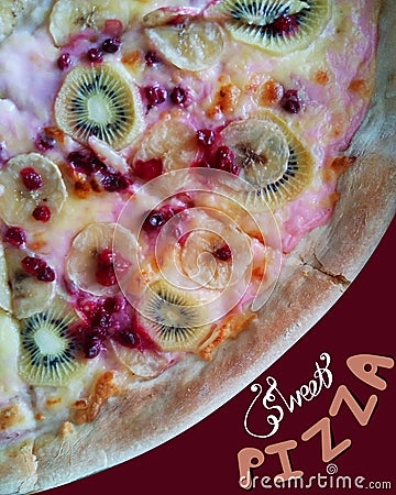 Sweet pizza. Lettering. Design for menu, flyer, logo, business card and advertisement Stock Photo