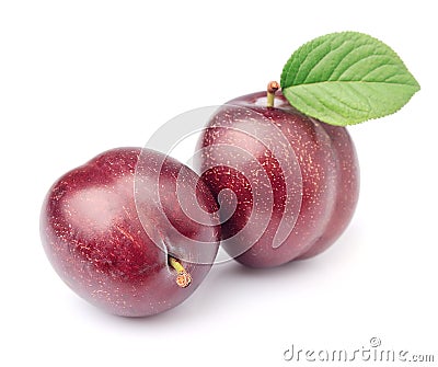 Sweet plums closeup on white Stock Photo