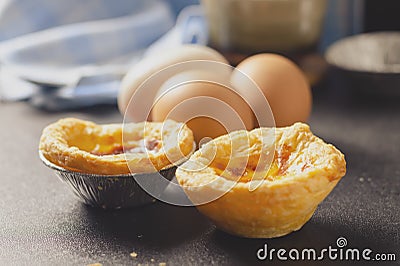 Sweet portugese dessert egg tart Stock Photo