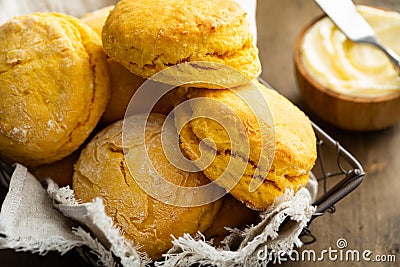 Sweet potato buttermilk biscuits homemade for breakfast Stock Photo