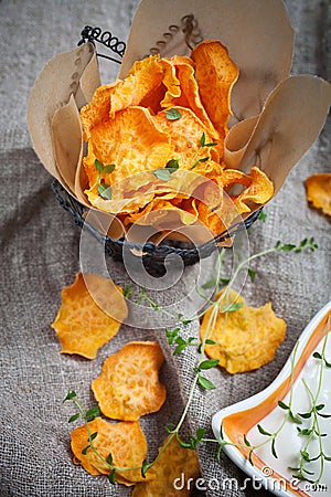 Sweet potato chips Stock Photo