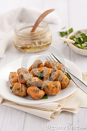 Sweet potato gnocchi Stock Photo