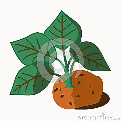 Sweet Potato Leaves Vegetable Cute Playful Flat Icon by Generative AI Stock Photo