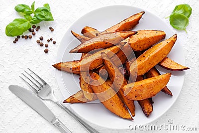 Sweet potato wedges Stock Photo