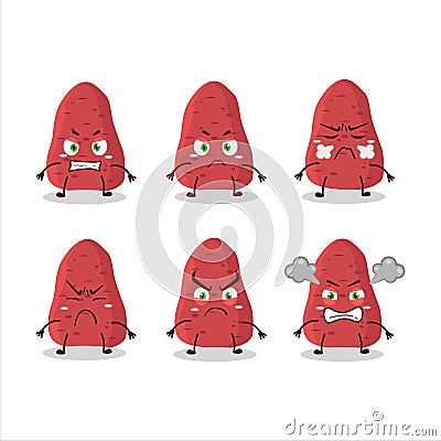 Sweet potatoe cartoon character with various angry expressions Vector Illustration