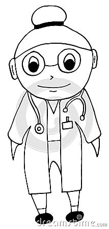 Sweet, pretty, sweet young girl, female doctor, nurse, surgeon, anesthetist, white coat, glasses. Modern image design Vector Illustration