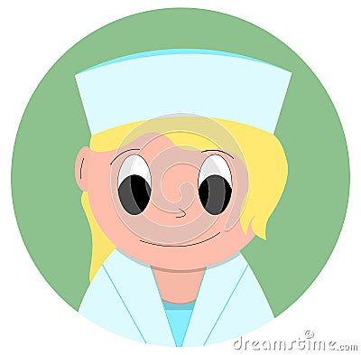 Sweet, pretty, sweet young girl, female doctor, nurse, surgeon, anesthetist, white coat Vector Illustration