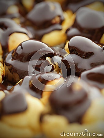 Sweet profiterole dessert Stock Photo