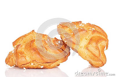 Sweet profiterole on white Stock Photo