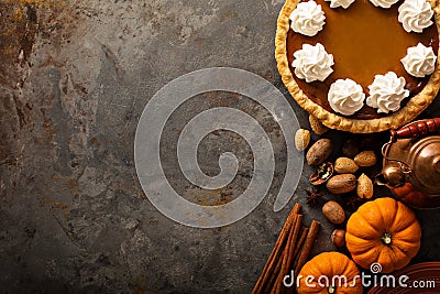 Pumpkin pie with whipped cream Stock Photo