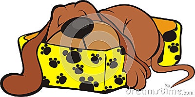 Sweet Puppy Sleeping Vector Illustration