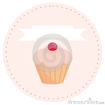 Sweet retro cupcake with place for your own text Vector Illustration