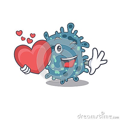A sweet rickettsia cartoon character style with a heart Vector Illustration
