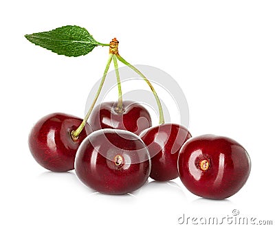 Sweet ripe cherry, berries isolated on white Stock Photo