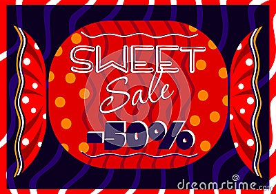 Sweet sale in the form of candy Vector Illustration