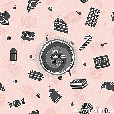 Sweet seamless pattern. Style flat. Background for use in design Cartoon Illustration